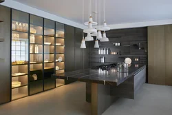 Photos of kitchens in a modern style with glass