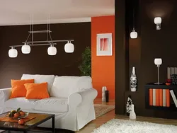 Коричнево оранжевый интерьер гостиной