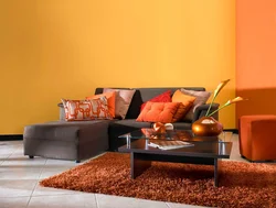 Brown orange living room interior