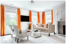 Brown orange living room interior