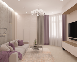 Modern Living Room In Light Colors Design With TV