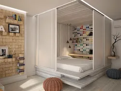 Дизайн комнаты с перегородкой для кровати в однокомнатной квартире
