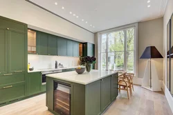 Kitchen design with green cabinets