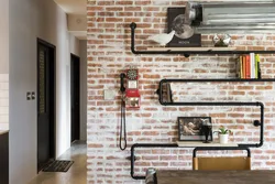 Kitchen Interior With Pipes On The Wall