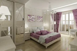 Bedroom interior with one window and door