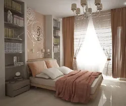 Інтэр'ер спальні з адным акном і дзвярыма