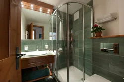 Square bathroom design with shower