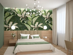 Bedroom With Flowers On One Wall Design