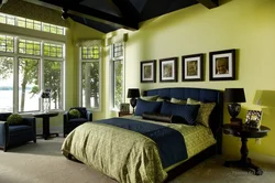 Color combination in the bedroom interior light green