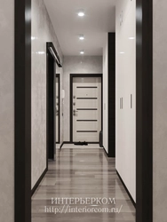 Apartment interior with dark doors and light floor
