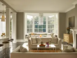 Living room interior window with bay window