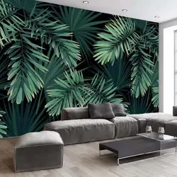 Palm leaves in the living room interior