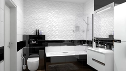 Дизайн ванной белый черный серый