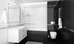 Дизайн ванной белый черный серый