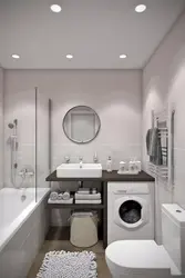 Дызайн ваннага пакоя з акном туалетам і пральнай машынай