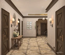 Interior of the hallway and kitchen in the same style