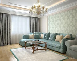 Classic living room style with wallpaper photo