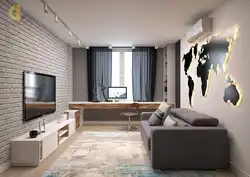 Living room loft design 18 sq.m.