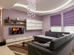 Living room design lilac white