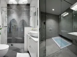 Дизайн ванной комнаты с серой душевой кабиной