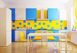 Kitchen yellow and blue design