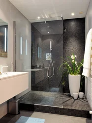 Tiles in a small bath with shower design