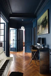 Blue doors in the interior of the apartment