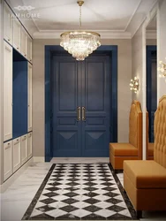 Blue doors in the interior of the apartment