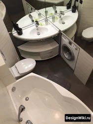 Угловые ванны в маленькой ванной со стиральной машиной фото