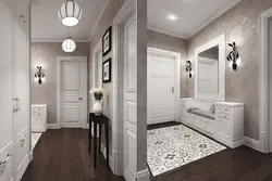 Светлый дизайн коридора и кухни