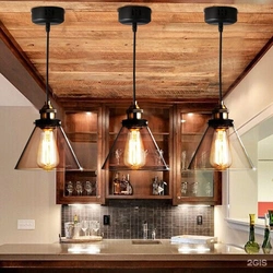 Деревянные светильники для кухни фото
