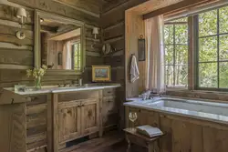Window In The Bathroom In A Wooden House Photo