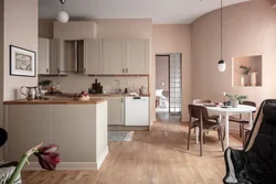 Dusty rose color in the kitchen interior