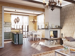 Дизайн деревянной кухни гостиной фото
