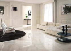 Porcelain Tiles On The Floor In The Living Room Interior