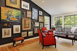 Apartment Interior With Paintings On The Walls