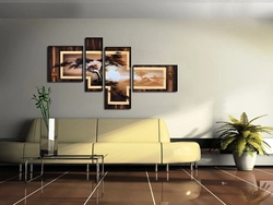 Apartment interior with paintings on the walls