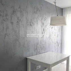 White decorative plaster in the kitchen photo