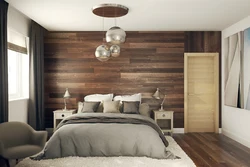 Wallpaper laminate in the bedroom interior