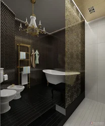 Интерьер ванной черный с золотом