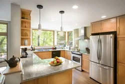 Угловая кухня гостиная дизайн с окном