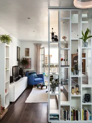 Shelving in the interior of the kitchen living room