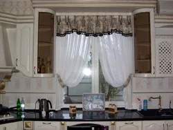 Curtains for kitchen sink by the window photo