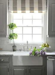 Curtains for kitchen sink by the window photo