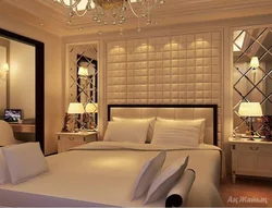 Panel above the bed in the bedroom design
