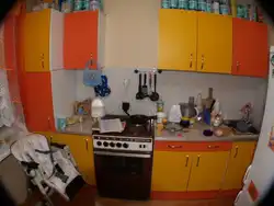 Kitchen covered with film before and after photos