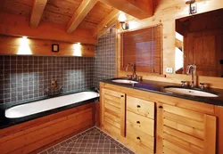 Wood trim in the bathroom photo