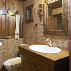 Wood trim in the bathroom photo