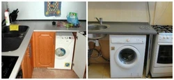 Photo of how to connect a washing machine in the kitchen