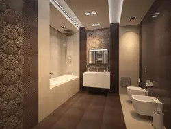 Bath design with dark and light tiles